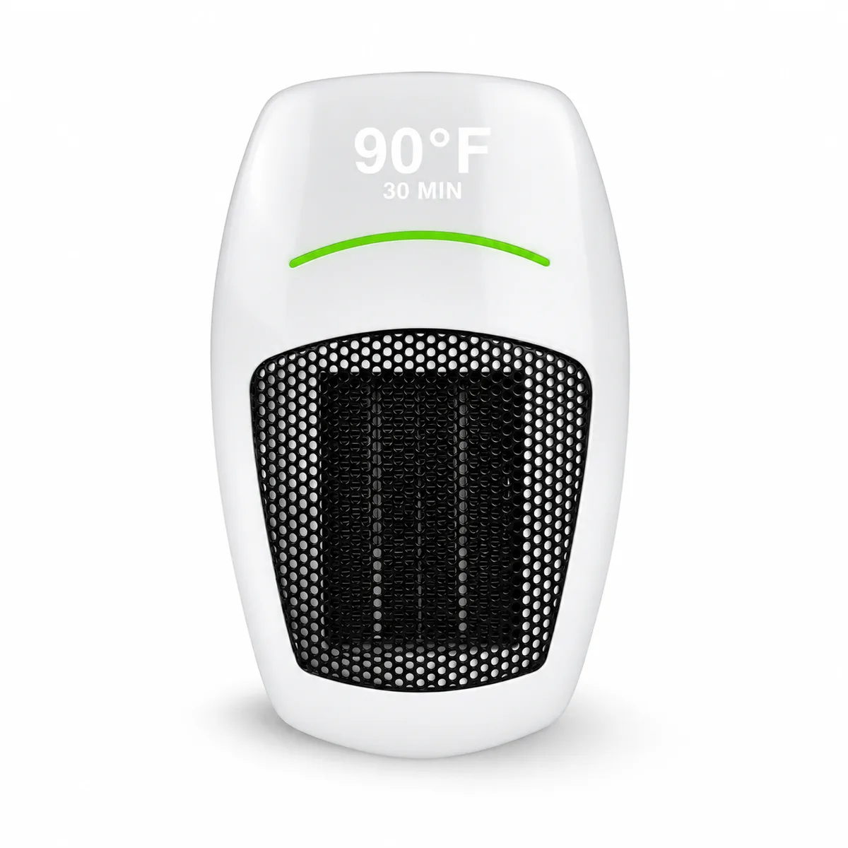Cyber Heater plug-in space heater, front view with LED display